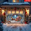 1pc2D flat banner background cloth, Santa Claus and reindeer sleigh decoration, suitable for home, party, no power required——wzy