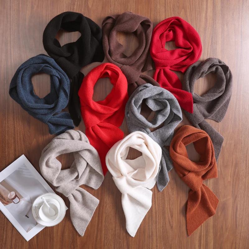 Women’s 100% Cashmere Solid Colored Knitted Scarf with Irregular Cross Design Winter Warmth Wind Cold Protection