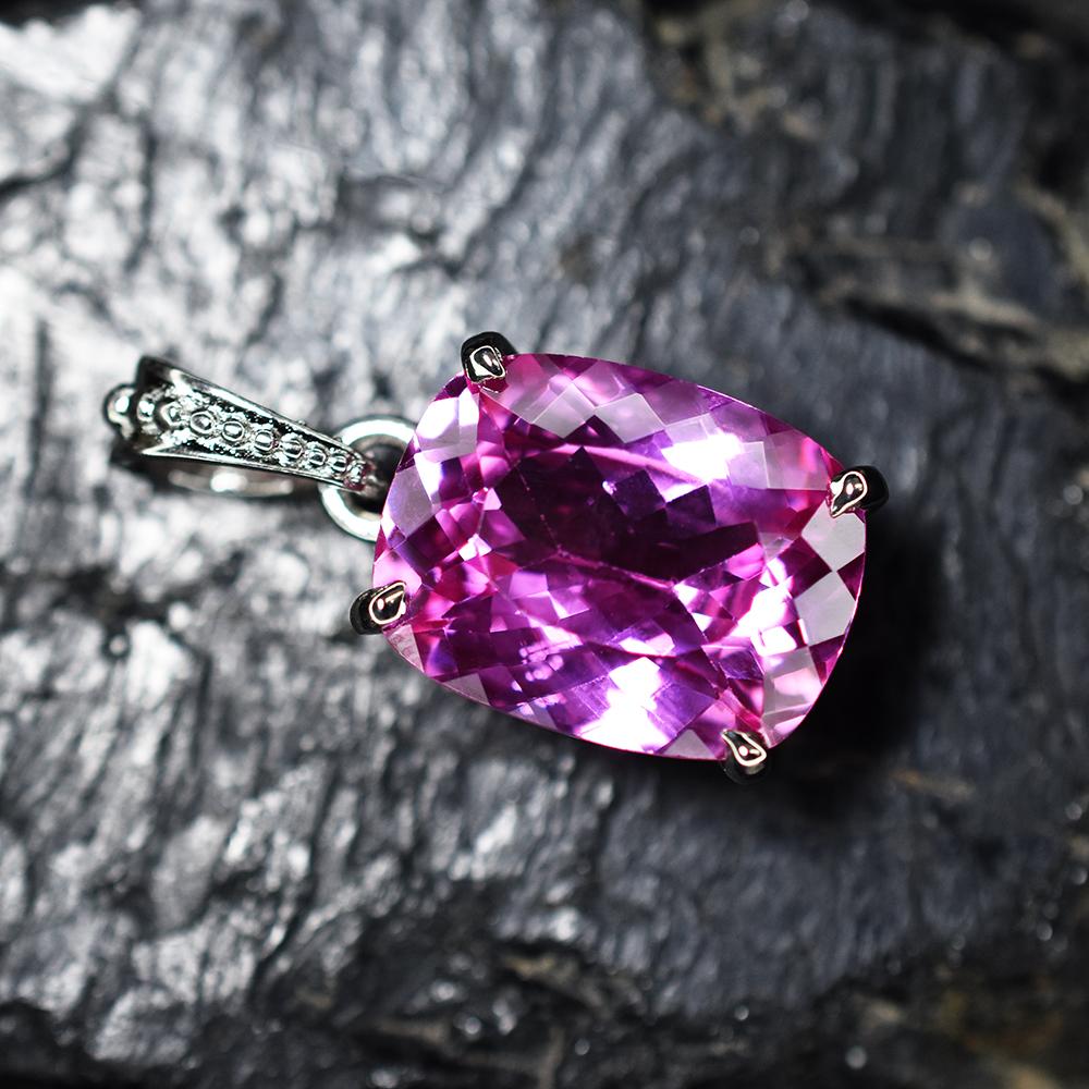 21 Ct Pink Ruby Natural Cushion Gemstone Pendant 925 Sterling Silver