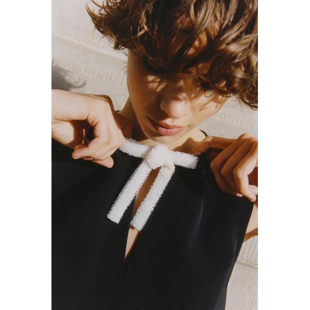 

H M ribbon detail dress black