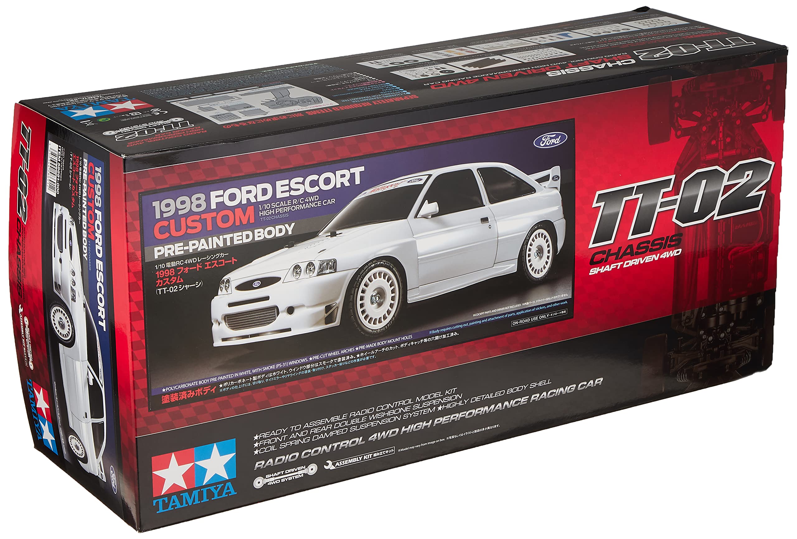 Tamiya 110 Серия электрических радиоуправляемых автомобилей №. 691 1998 Ford Escort Custom (Шасси ТТ-02) 58691