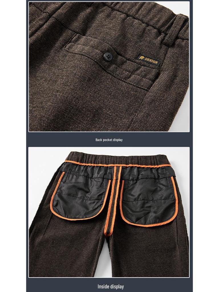 Pantalones de Invierno de Lana Chenilla Elásticos para Hombre - Antiarrugas, Sin Planchado, Cálidos, Gruesos y Rectos.