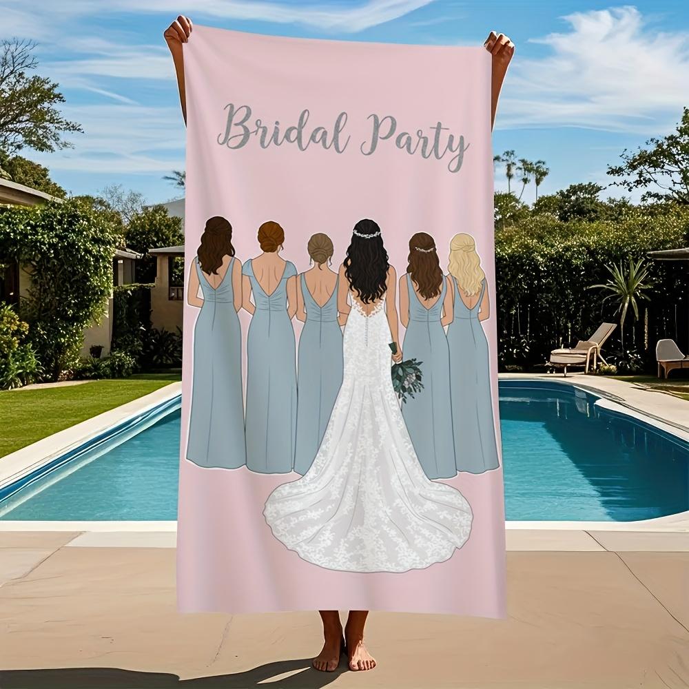

Bridal Party Light Pink Beach Towel, Elegant Women in Dresses Design for Summer Camping Beach Outings W30*H60(CM)