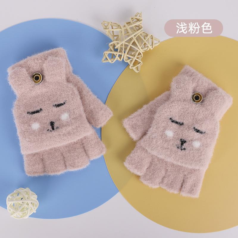

Детские термоперчатки зимние новые милые мультяшные котики с откидной варежкой флисовые утолщенные пальцевые холодостойкие вязаные перчатки Average size