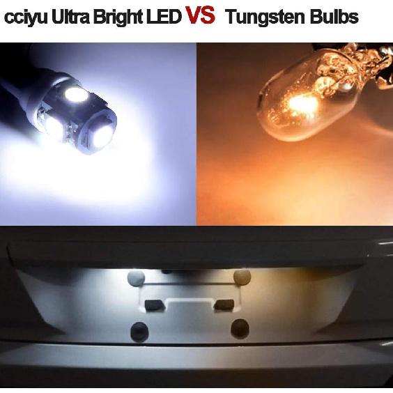 cciyu License Plate Light, T10 W5W Wedge 168 194 LED Bulb for Interior Dome Map lights Courtesy Light 6000K Xenon W hite,6Pack