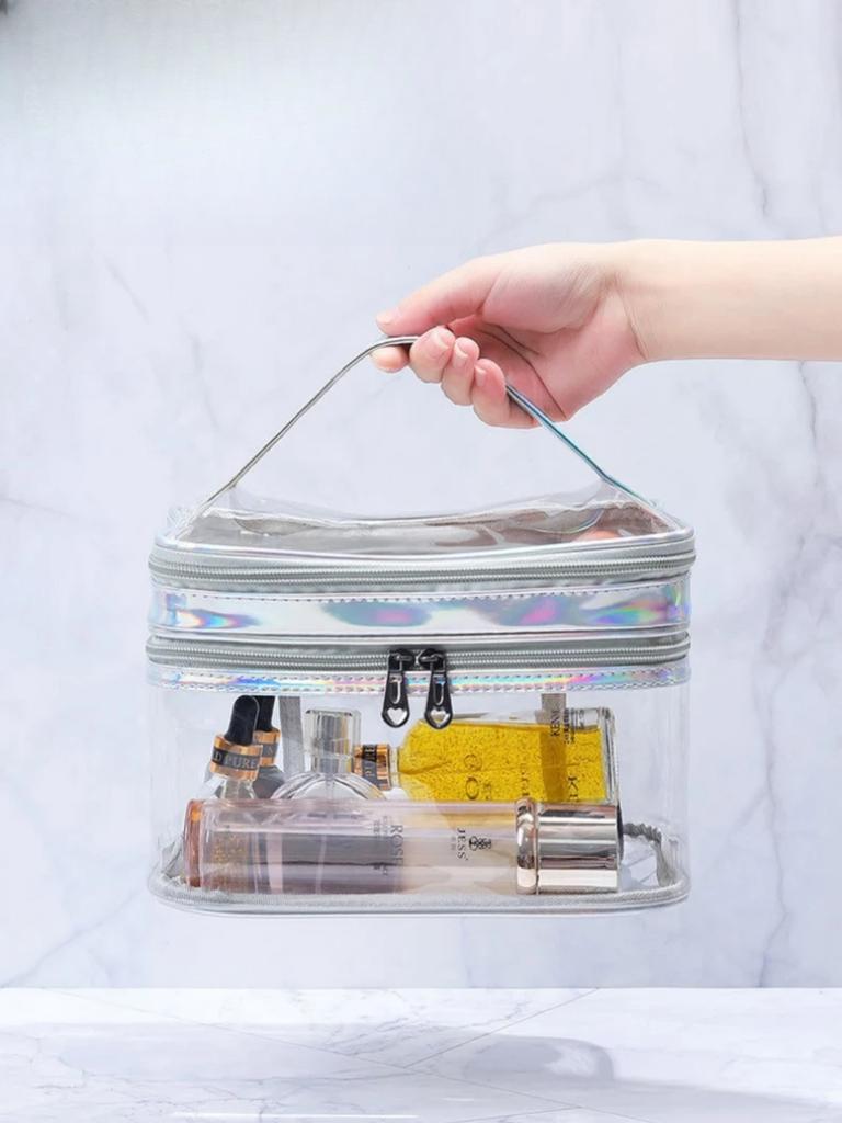Korean Transparent Makeup Bag Large Capacity Dry and Wet Separation Waterproof Toiletry Bag Portable Travel Cosmetics Storage Ba