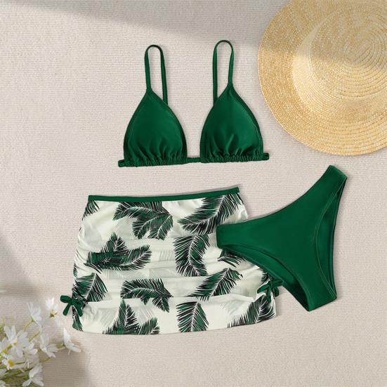 Meisjes Bikini Set Happy Cherry 3-delig Bikiniset Voor Meisjes - Bikini Met Ruches En Korte Cover-up Rok Voor Strand En Zwembad Hawaïaans Strand Outfit