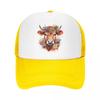 Custom Fashion Highland Cow And Flower Baseball Cap Women Unisex Breathable Trucker Hat PerforUnisexce Snapback Caps