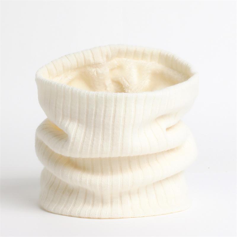 

Зимний вязаный шерстяной шарф унисекс и эластичная повязка на голову - однотонный, плюс бархат, утолщенный, теплый, в полоску. WB66-4 белый