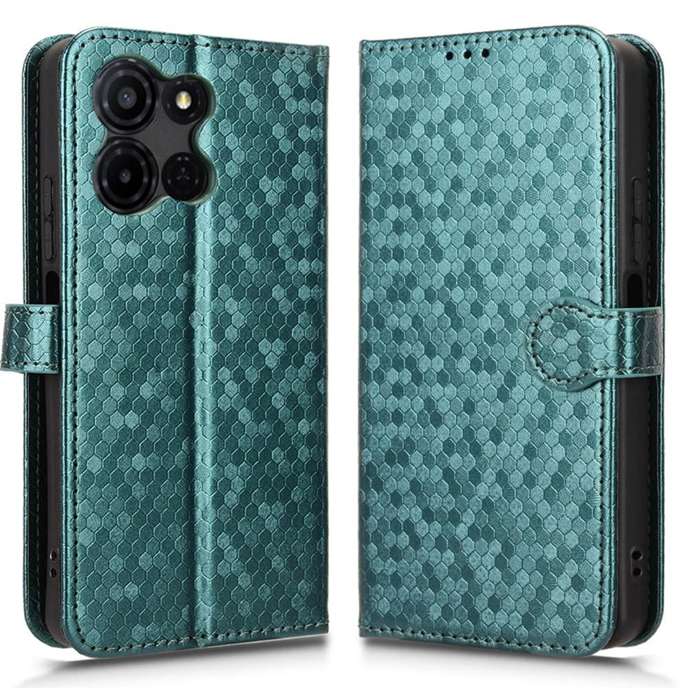 For TCL K33 5G/K32 5G Wallet Case Dot Pattern Imprint PU Leather Phone Cover with Wrist Strap