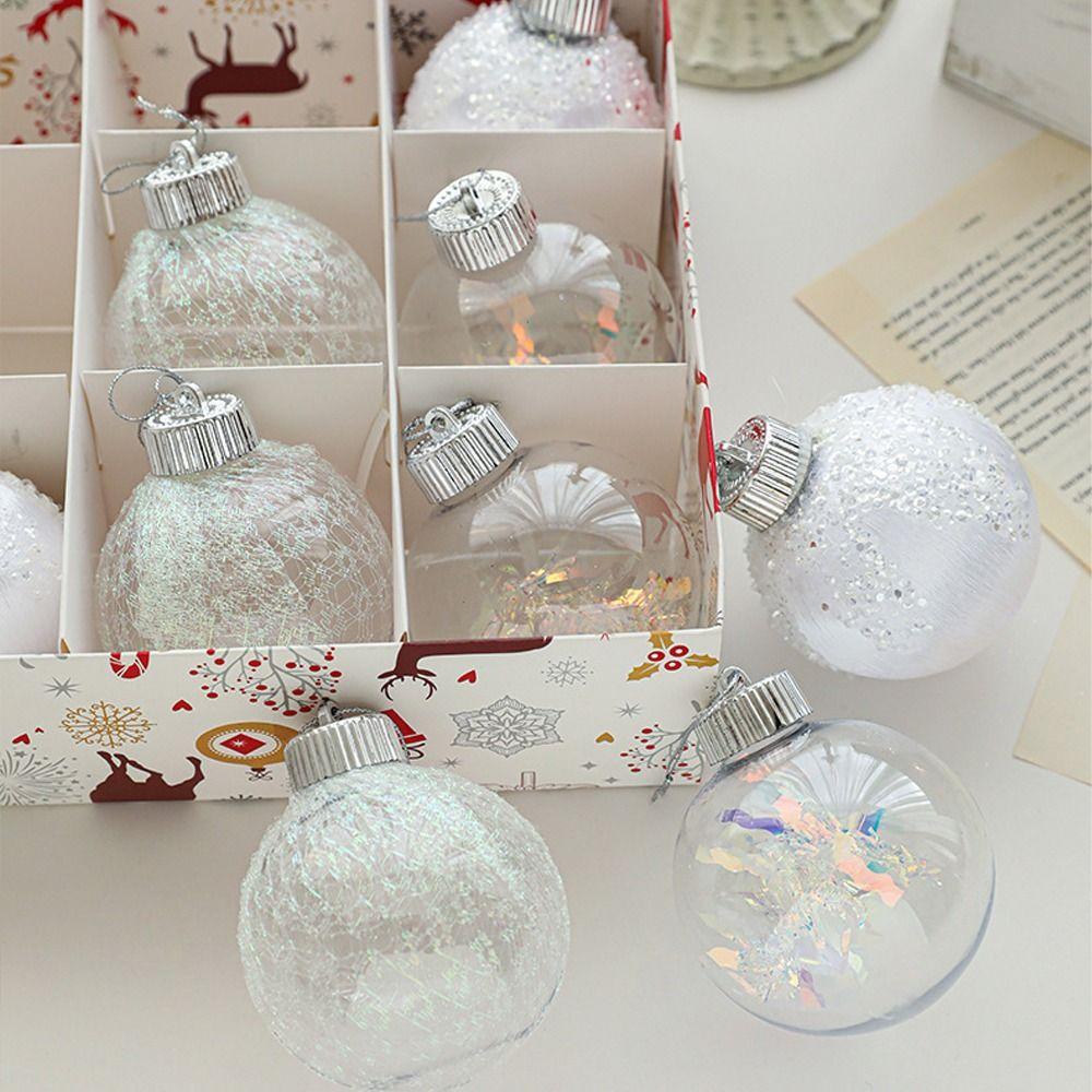 9pcs Shatterproof Velvet Christmas Balls Pendant White Champagne Xmas Tree Ornaments  Hotel Mall