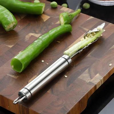 2Pcs Chili Pepper Core Remover Spiral Tooth Descaling Machine Easy Grip Kitchen Cutter Slicer for Peppers Cucumbers Bitter Melon