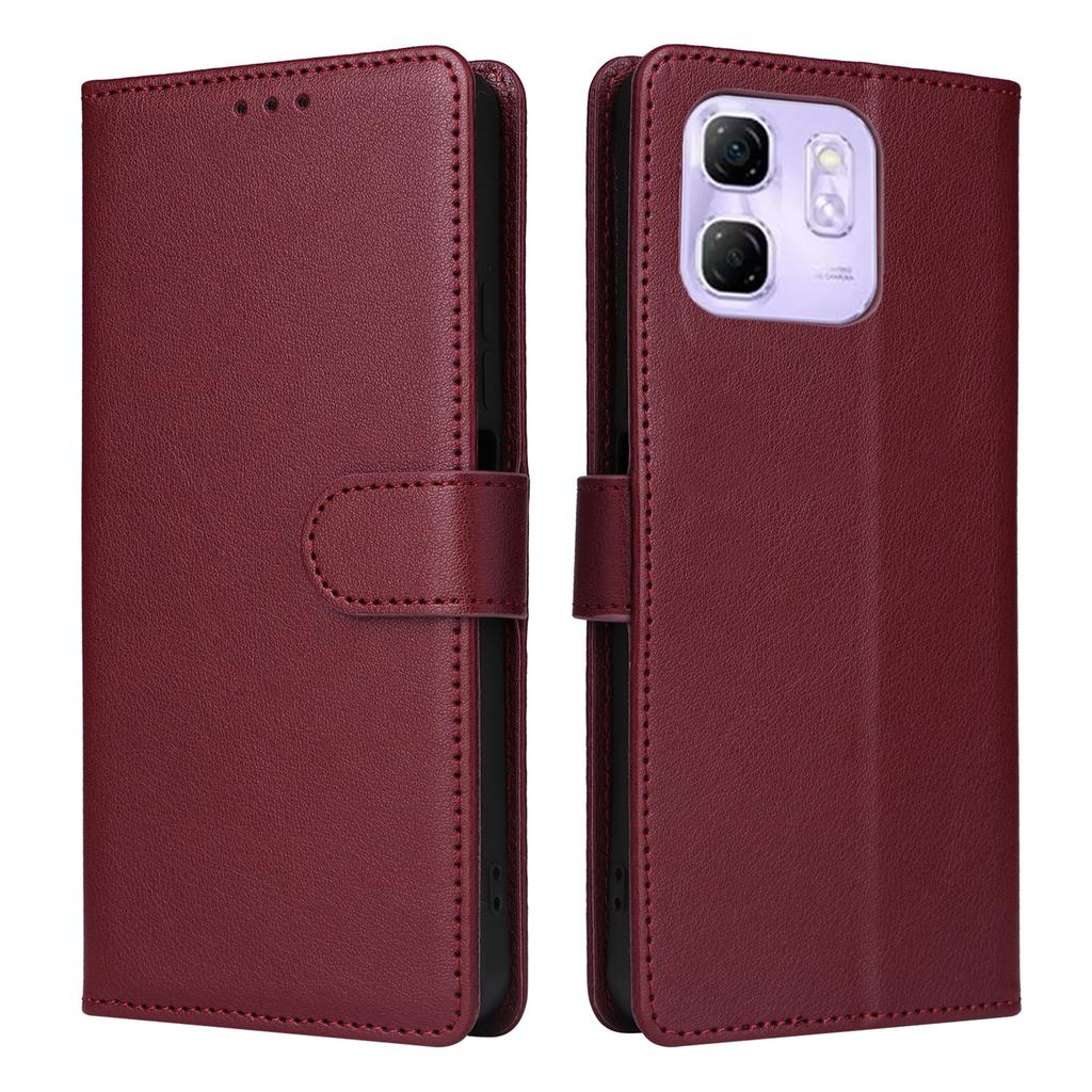 For Infinix Hot 50i 4G/Smart 9 4G Case Wallet Stand View PU Leather Phone Cover with Wrist Strap