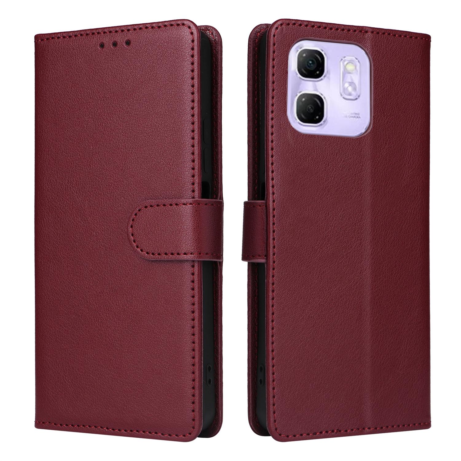 

For Infinix Hot 50i 4G/Smart 9 4G Case Wallet Stand View PU Leather Phone Cover with Wrist Strap D