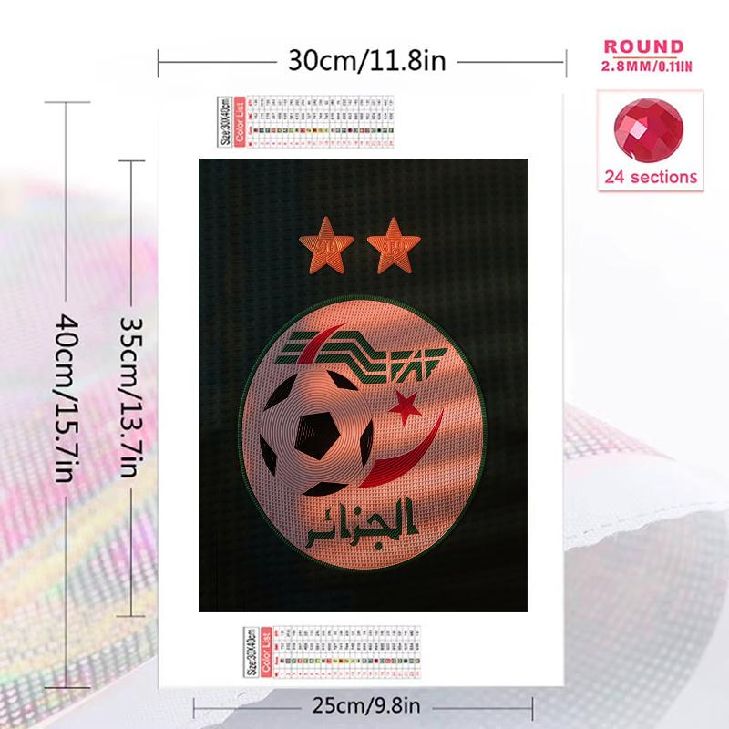 Algeria national football logo Pattern 3pcs 100% Round Full Drill 5D DIY Diamond Painting Embroidery Cross Stitch Rhinestone Décor