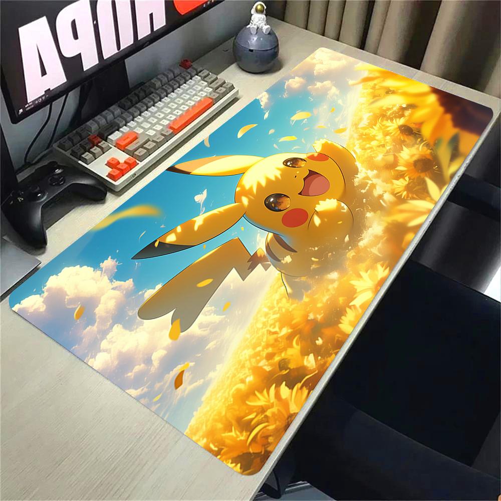 XXL Rubber Mouse Pad Large PC Computer Gaming Accessories Mousepad Pokemon Pikachu Extended Desk Mat Locking Edge Gamer Carpet