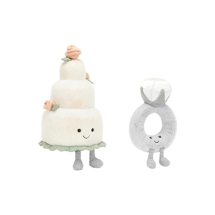 

JELLYCAT Fun Wedding Series Wedding Set Cake Diamond Ring Gift Box Doll Plush Doll 27.5/20cm Height Box Not Included