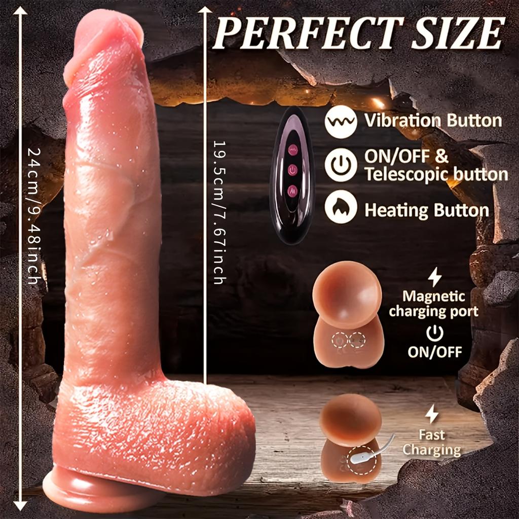 9-Mode Telescopic Remote Control Vibration Toy,Soft Liquid Silicone Material, Infrared Sensor, Battery Powered,Hands-Free Suction Cup for Women