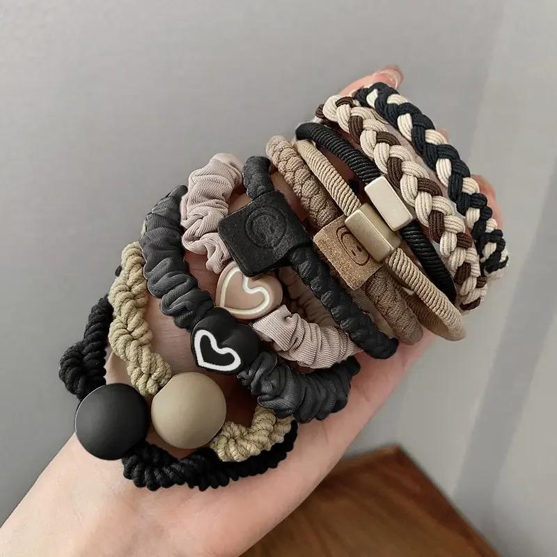 10pcs Girls Women Scrunchies Hair Tie Elastic Rubber Hairband Colorful Kids Hair Accessory Rope Ring Gum Rims Headwear