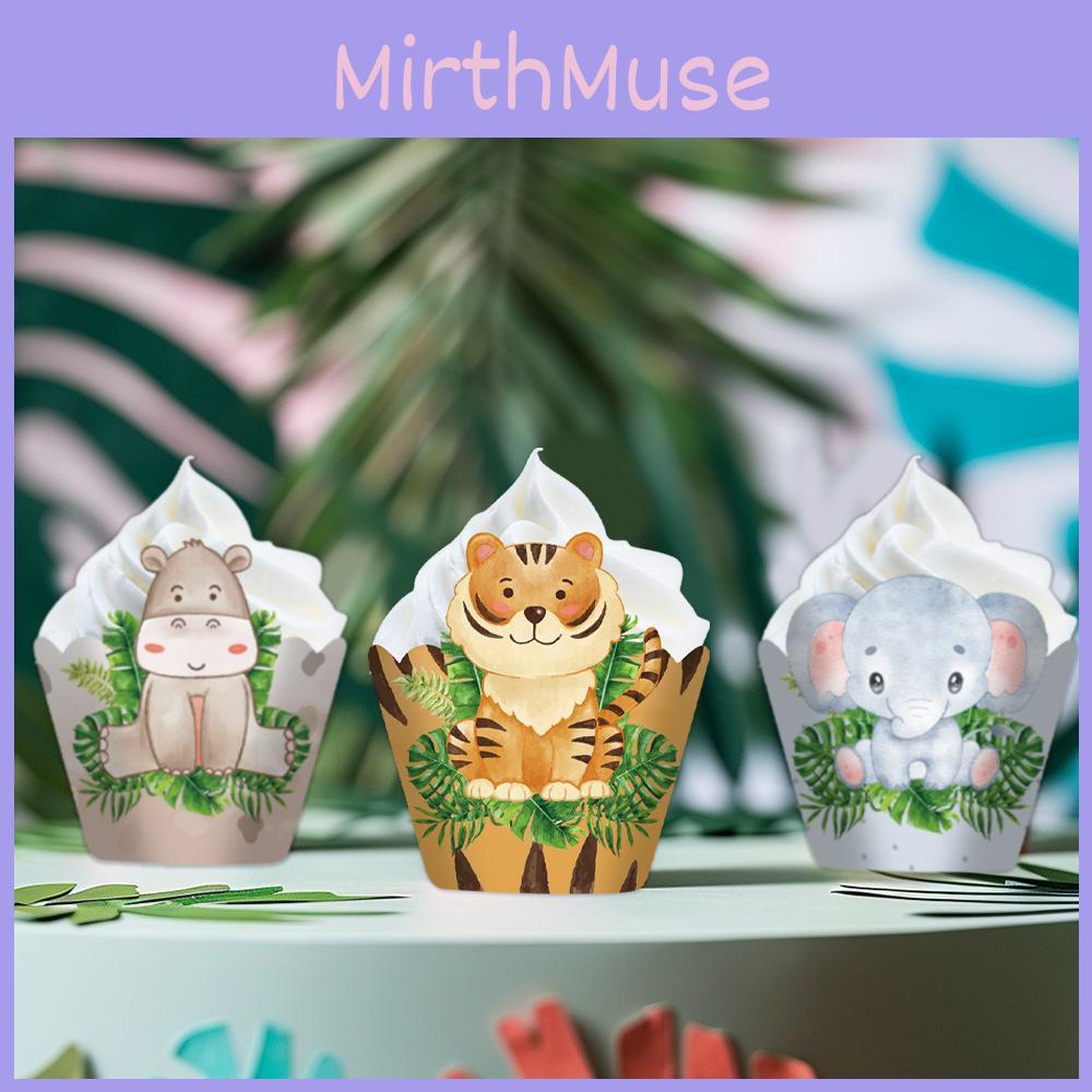 Forest Theme Animal Cartoon Lion Elephant Hedgehog Pattern Cake Edge Decoration