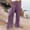 Women's 9-pant Casual Loose High Waist Cotton Linen Wide Leg Long Pants With Pockets