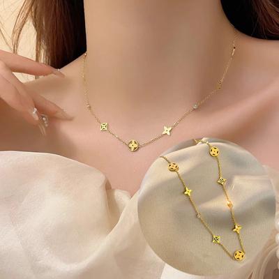 Lucky Clover Necklace New Light Luxury Premium Feeling Titanium Steel Necklace Ladies Fashion Pendant