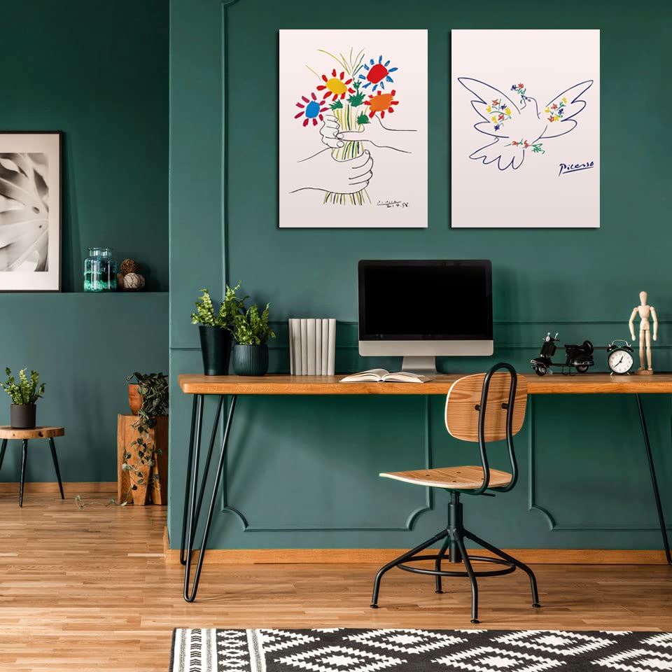 Picasso "Hand Holding a Bouquet" "Flowers and Doves" Picasso Poster Art Panel Picasso Painting Art Panel Art Frame Modern Poster Decorative Painting C