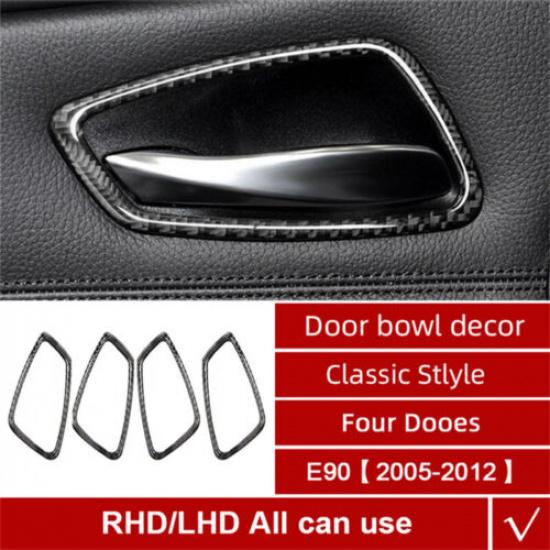 Luxury Carbon Fiber Interior Door Handle Cover Trim for BMW 3 Series E90 05-12