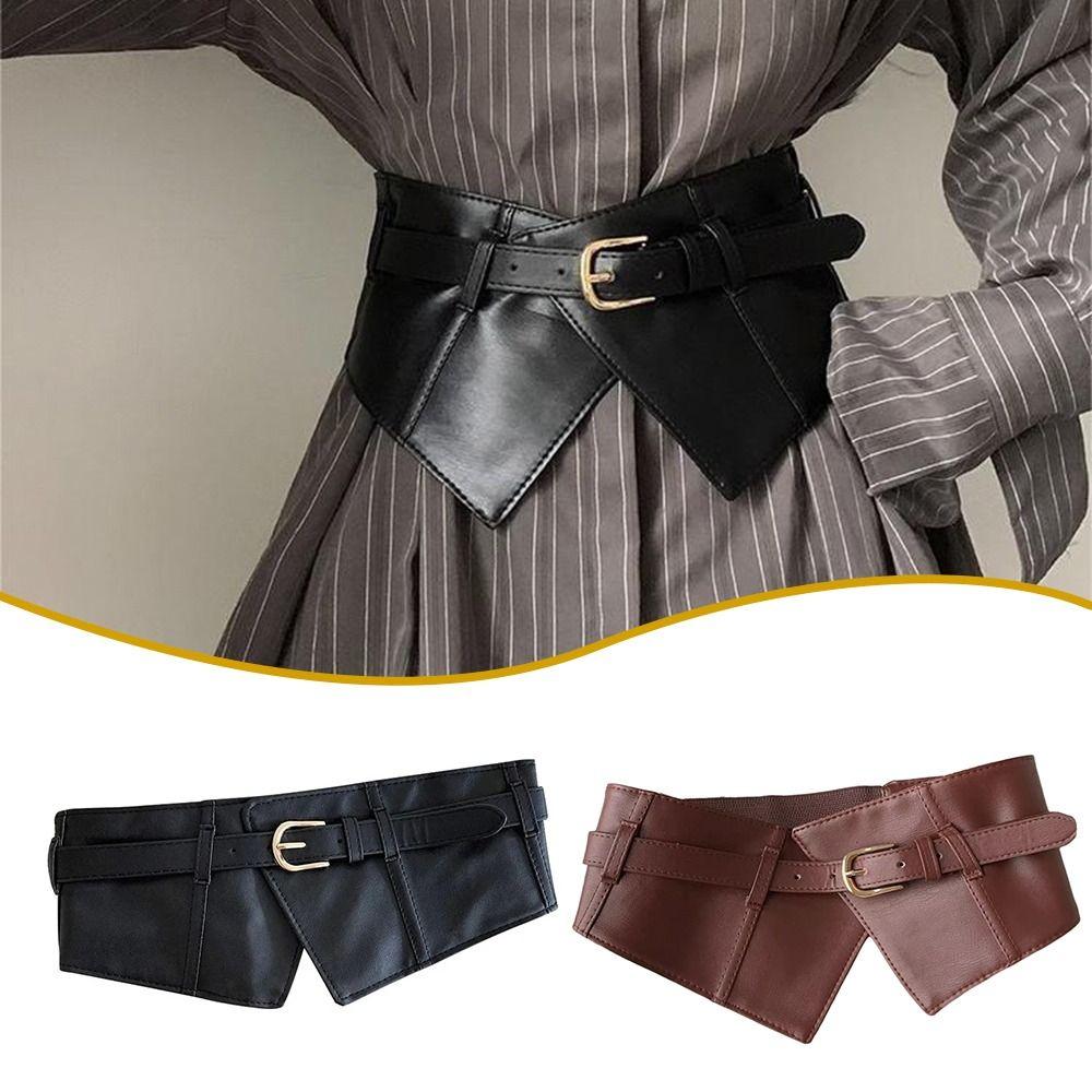 PU Leather Buckle Corset Waist Belt Decorative Waist Bands Fashion Waist Cover  For Women Lady Girl