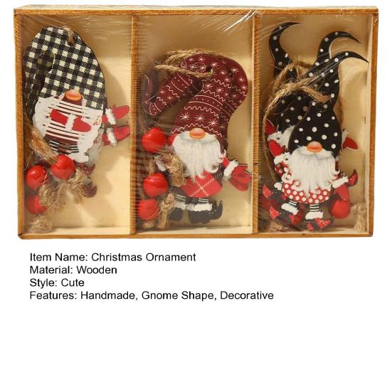 9Pcs Wooden Christmas Tree Hanging Decorations Handmade Elf Gnome Doll Ornaments Xmas Tree Home Holiday Decor
