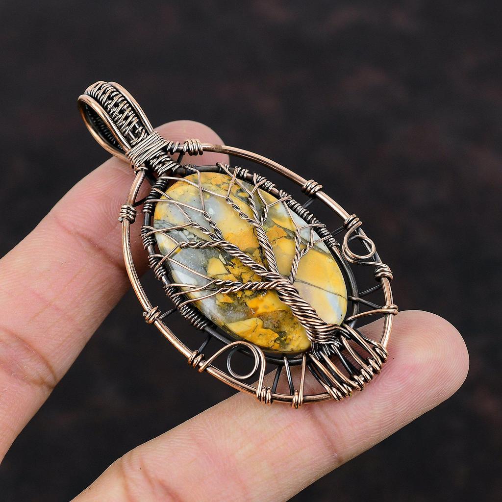 Tree Of Life Maligano Jasper Pendant Copper Wire Wrapped Gemstone Pendant Handmade Pendant Copper Jewelry Tree Of Life Pendant Gift For Her