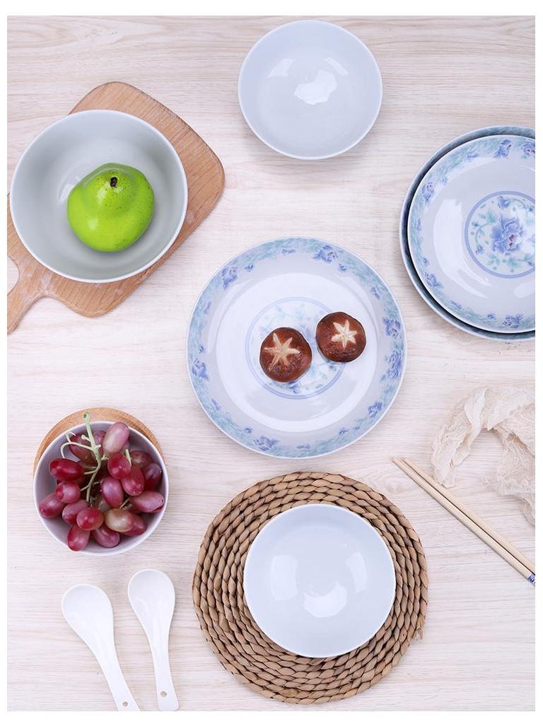 Retro Ceramic Porcelain Microwave-Safe Bowl Set - Chinese Style Tableware