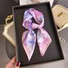 2026 New Floral Print Silk Square Scarfs for Women Decorate Neck Ties Kerchief Lady Summer Beach Hijab Female Neckerchief Wraps