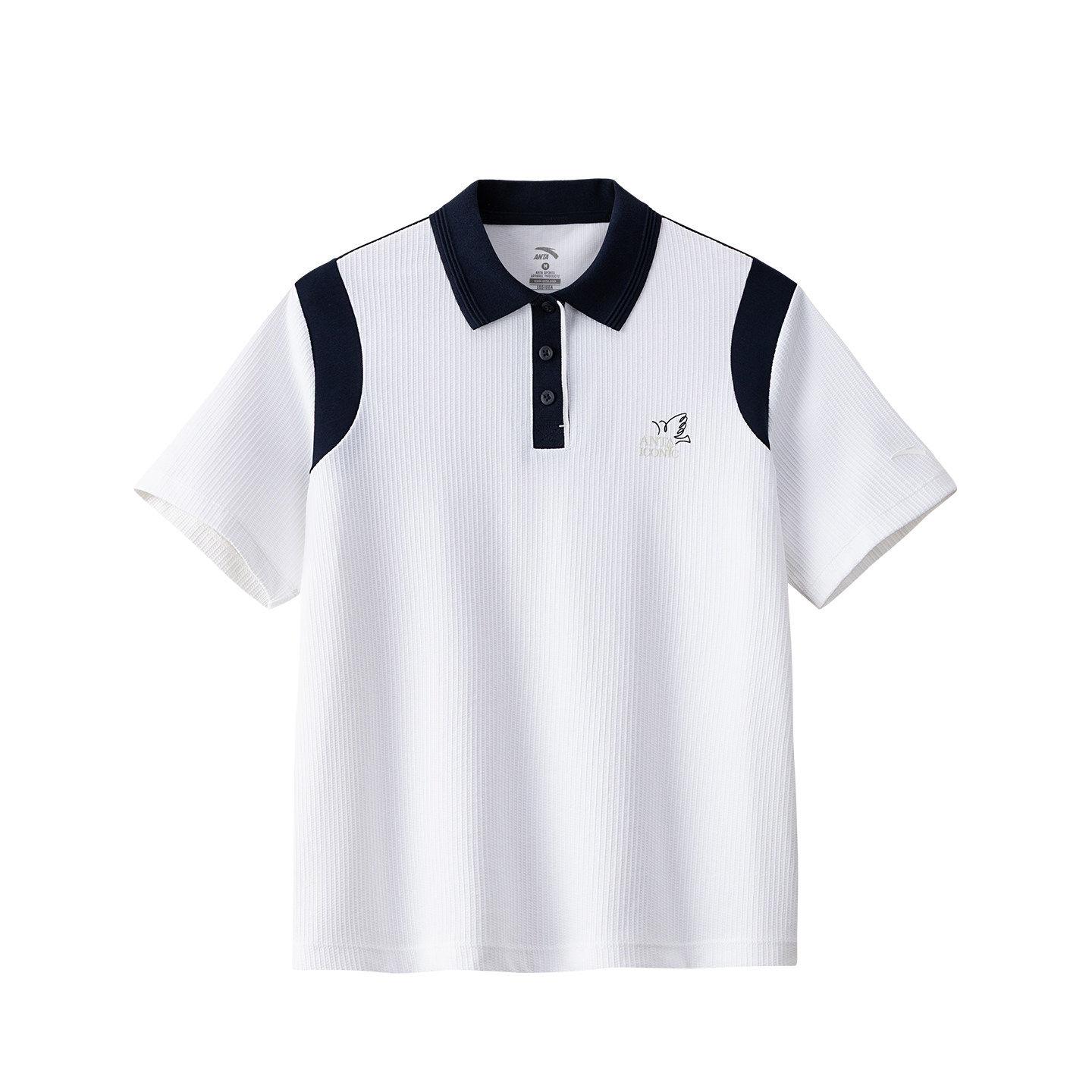 

Anta Lifestyle Series Letter Color Block Loose Short Sleeve Polo Shirt Women tops 162628120-1 2XL