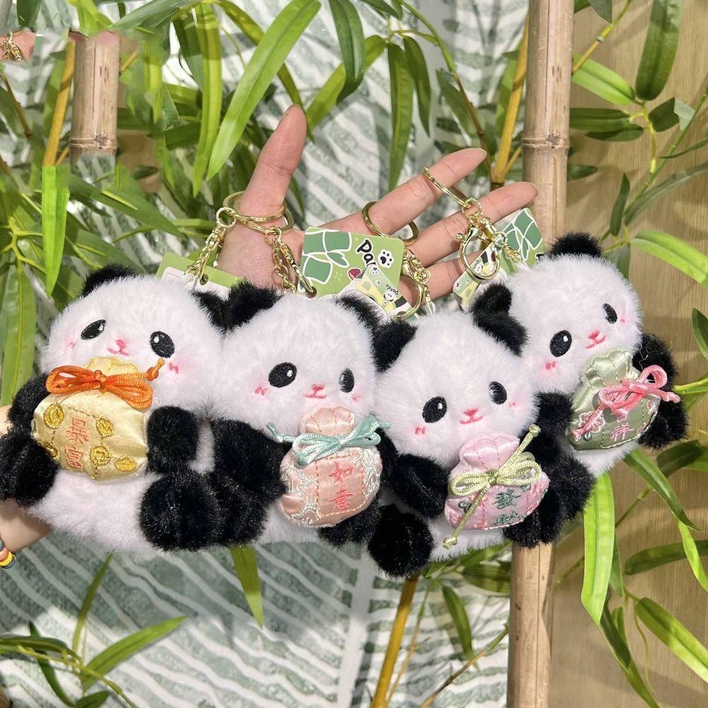 PP Cotton Plush Panda Doll Keychain Jewelry Stuffed Animal Pendant  Car Key Accessories