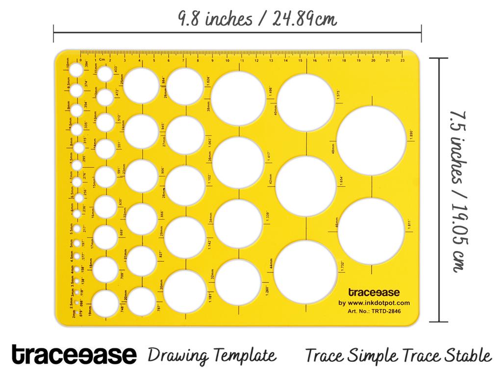 Traceease Trace Simple Trace Stable, Geometric Circular Symbols, Art and Crafts Tool for Drawing, Measurement Plastic Ruler Scale