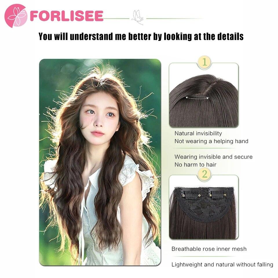 FOR Wig Women's Long Hair Three Piece Extension Long Curly Hair Increase Volume Fluffy Invisible Traceless Pad Hair Wig Pieces