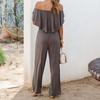 Frühling Sommer Rot Schwarz Blau Schulterfrei Mode Elegant Lässig Weites Bein Overall für Frauen