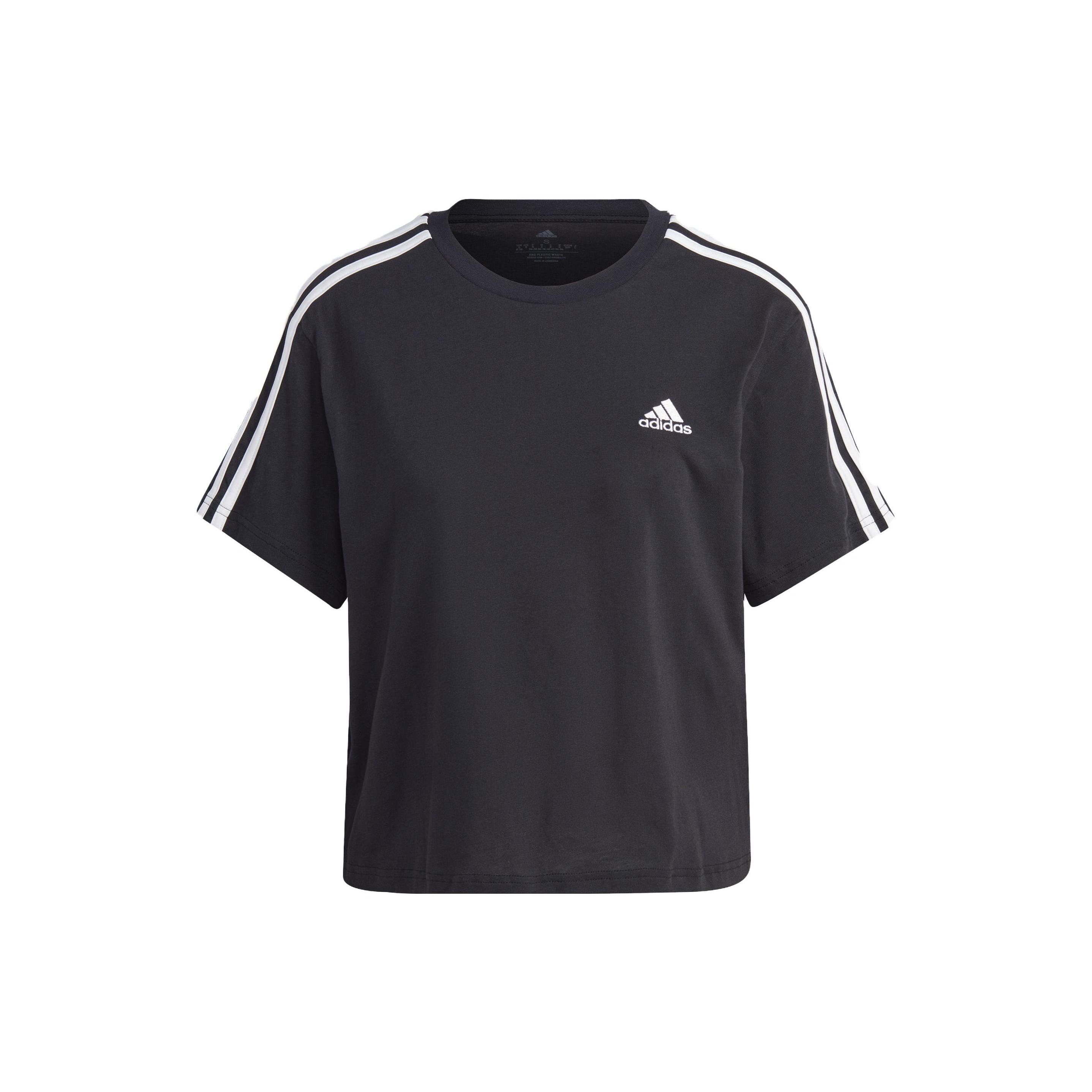 (WMNS) adidas Essentials 3-Stripes Crop T-shirt Asia Sizing Black White Women s HR4913 M