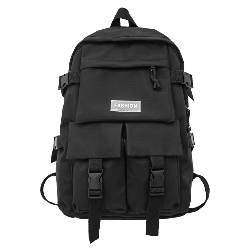 Solid Color Schoolbag Women's Large Capacity Travel Backpack Student Backpack