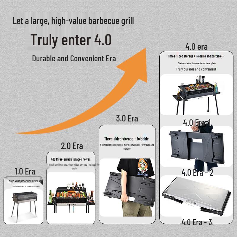 Nufeng Portable Stainless Steel Charcoal BBQ Grill