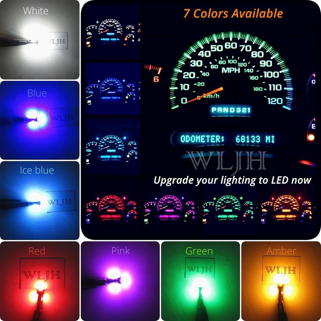 WLJH 6Pack White Dash Lights PC74 Twist Locket Socket Wedge T5 LED Bulb 37 74 2721 3030SMD Dashboard trument Cluster Bulbs,Plug and Play