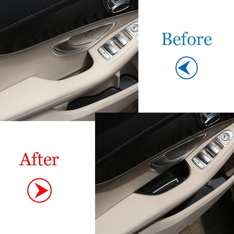 2pcs For Mercedes Benz C-Class W205 GLC Class X253 2015-2018 Car Door Handle Storage Box Tray Accessories For Left Hand Drive