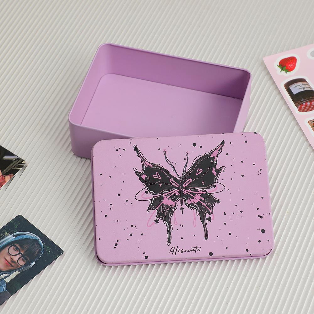 Ins Style Girl DIY Hand Account Sticker Goo Card Storage Box Student Desktop Finishing Star Card Storage Iron Box