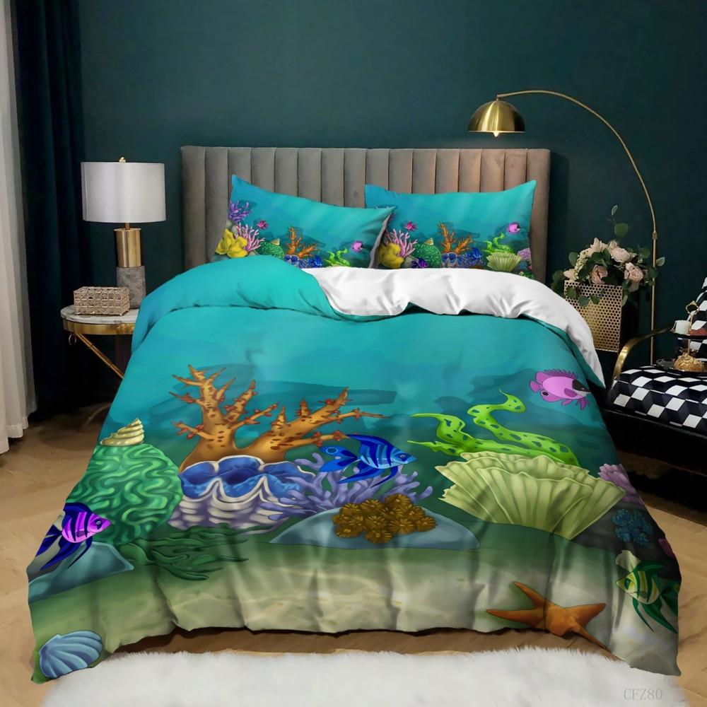 Ocean Style Bedding Set Animal Duvet Cover Pillowcase Children's and Teenagers' Bedding Single and Double Size Gifts