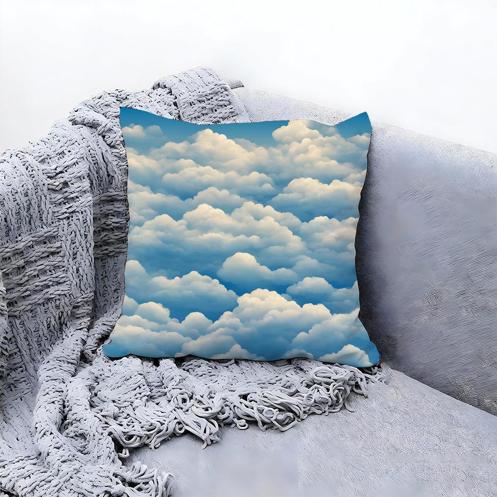 Soft White Cloud Texture Design Cushion Cover Premium Comfort Reversible Pillow Cove in One Design for Any Room  Car Interior