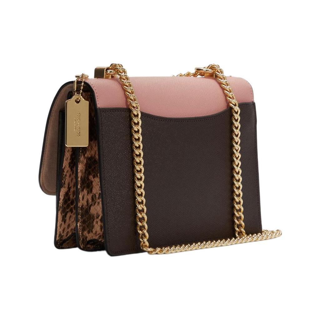 Coach Klare 22 Vintage Print Flap Closure Coated Canvas Leather Crossbody Bag Women bags Brown Pink C7589-IMTL9