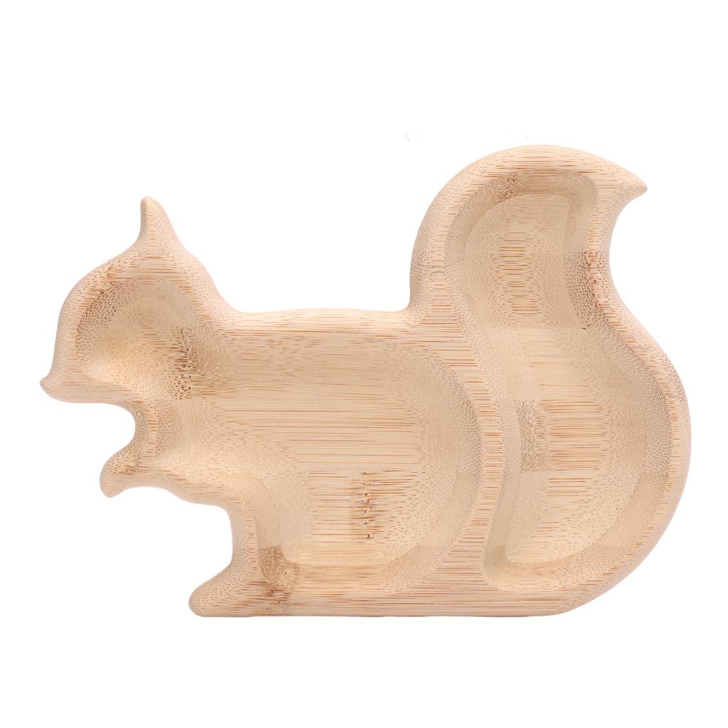 Snack Serving Plate Multifunctional Wood Squirrel Shaped Fruits Storage Plate for Parties Weddings