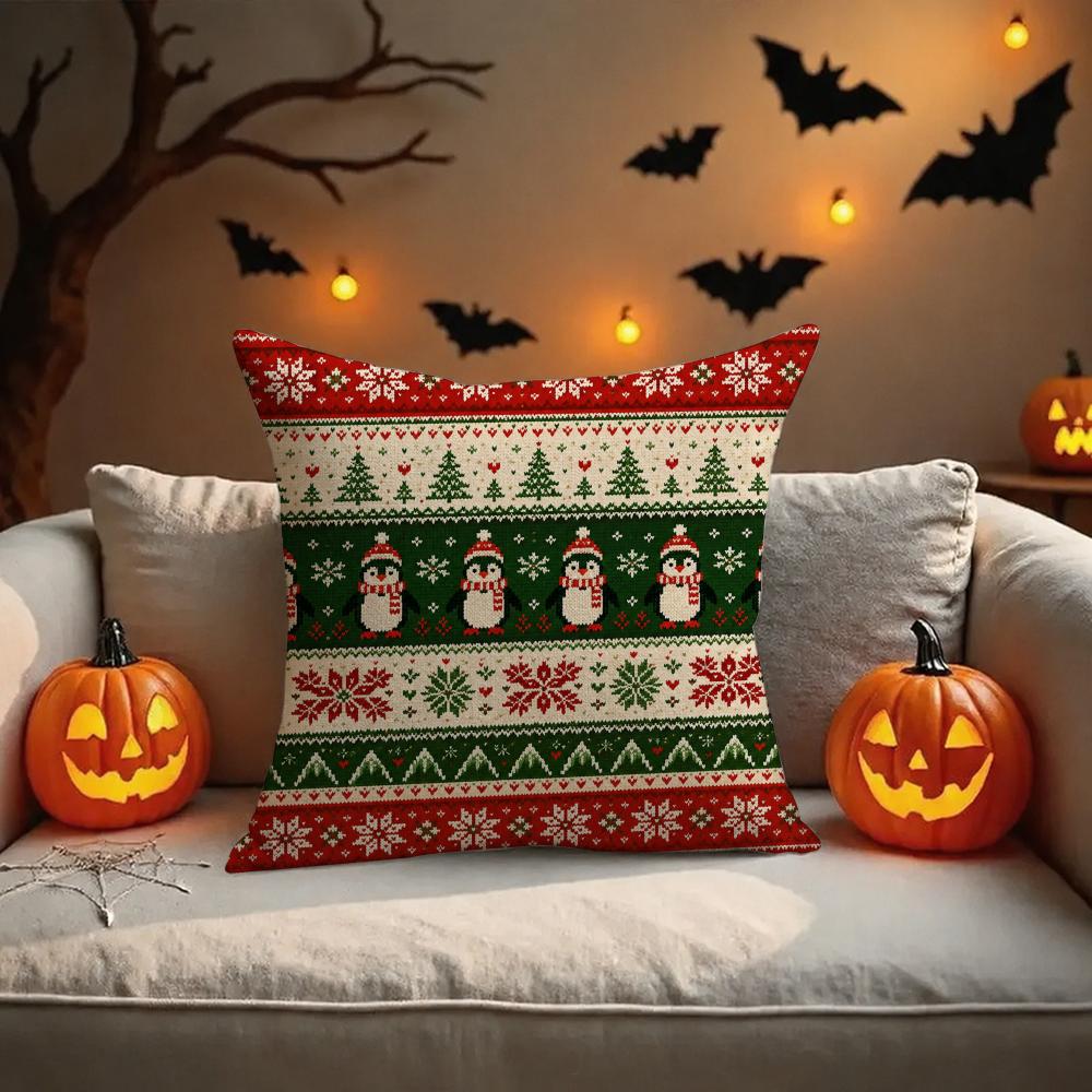 Nordic Halloween Gift Cushion Cover Halloween Rustic Throw Pillow Covers, Cute Ghost Pumpkin Maple Leaf Cushion Covers