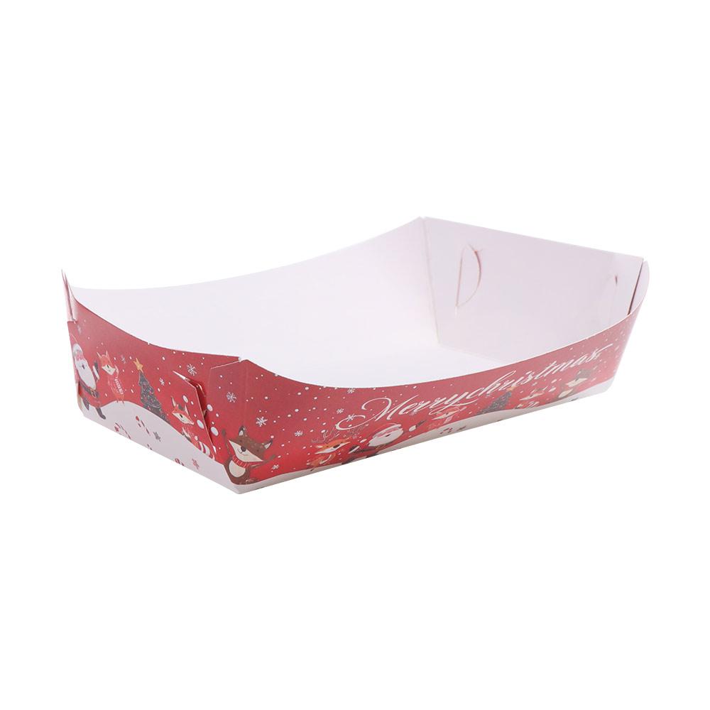 20 Stück Kreatives Weihnachtspapier-Lebensmitteltablett Papier Rechteckig Einweg-Papiertablett Frohe Weihnachten Praktisch